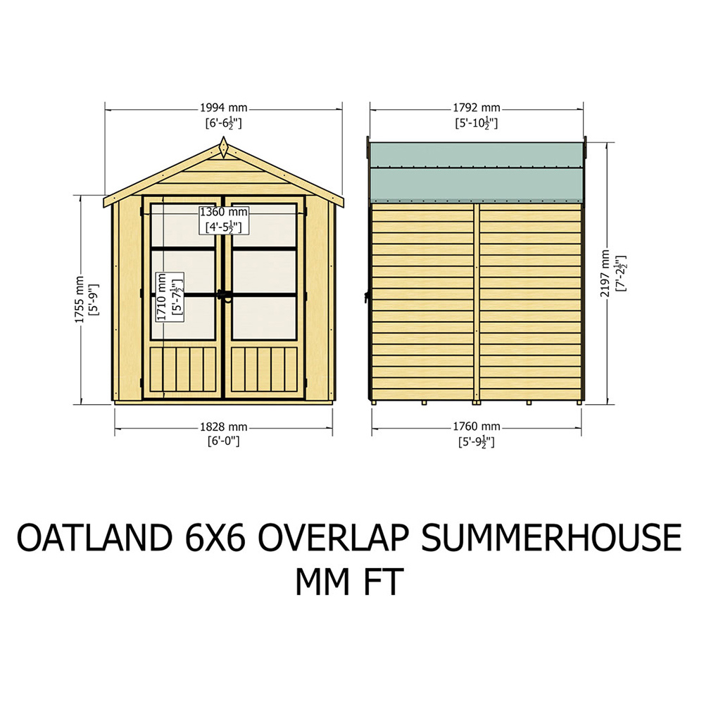 Shire Oatland 6 x 6ft Double Door Traditional Summerhouse Image 6