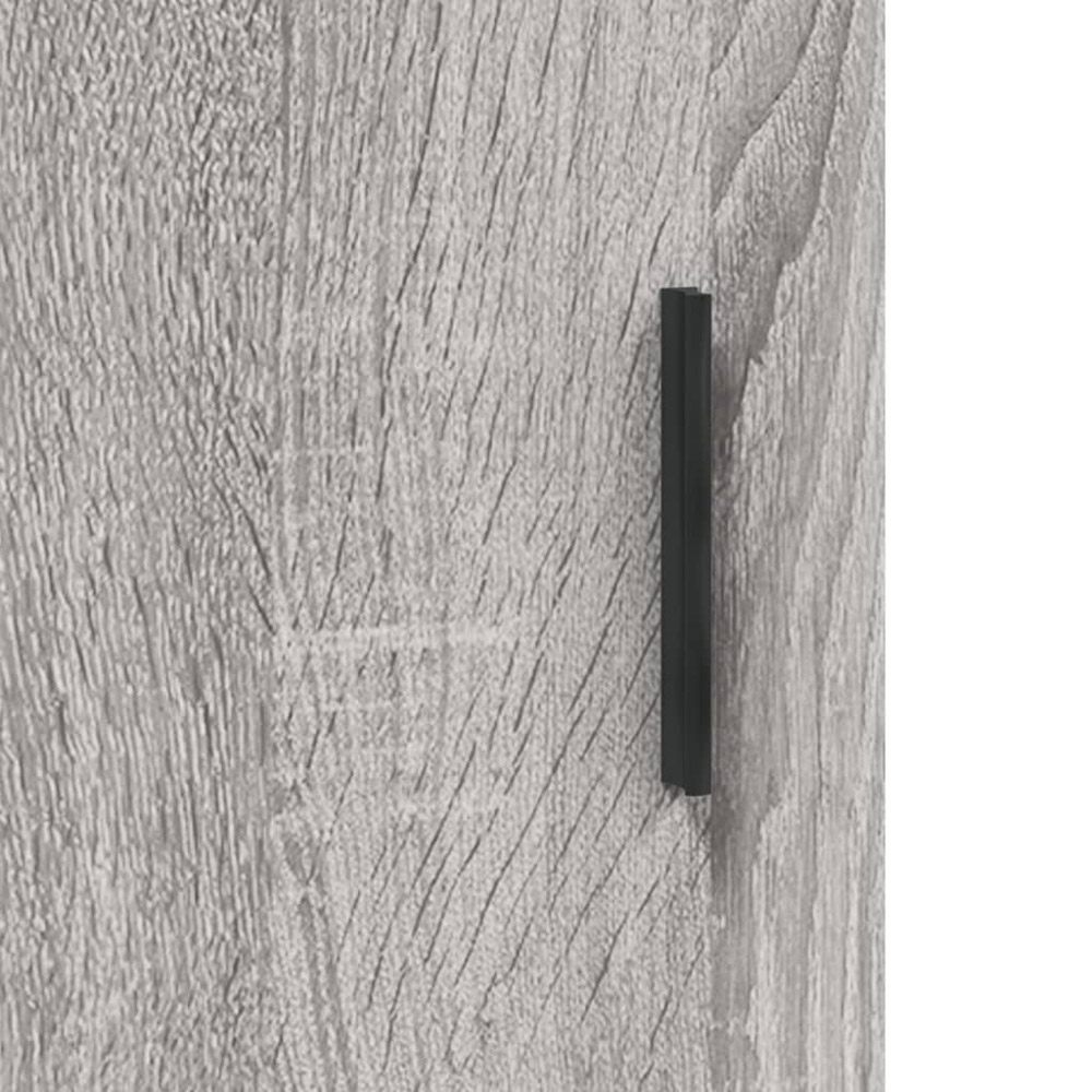 vidaXL 3 Glass and Wood Door 3 Drawer Grey Highboard with Black Handle Image 9
