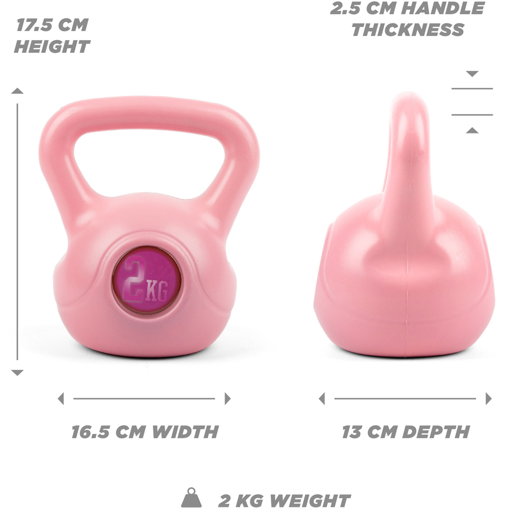Phoenix Fitness Pink Vinyl Kettlebell 2kg Image 3
