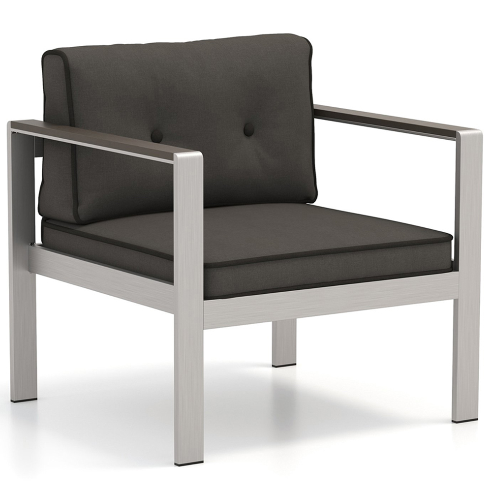 Costway Grey Patio Aluminium Outdoor Sofa Armchair Image 2