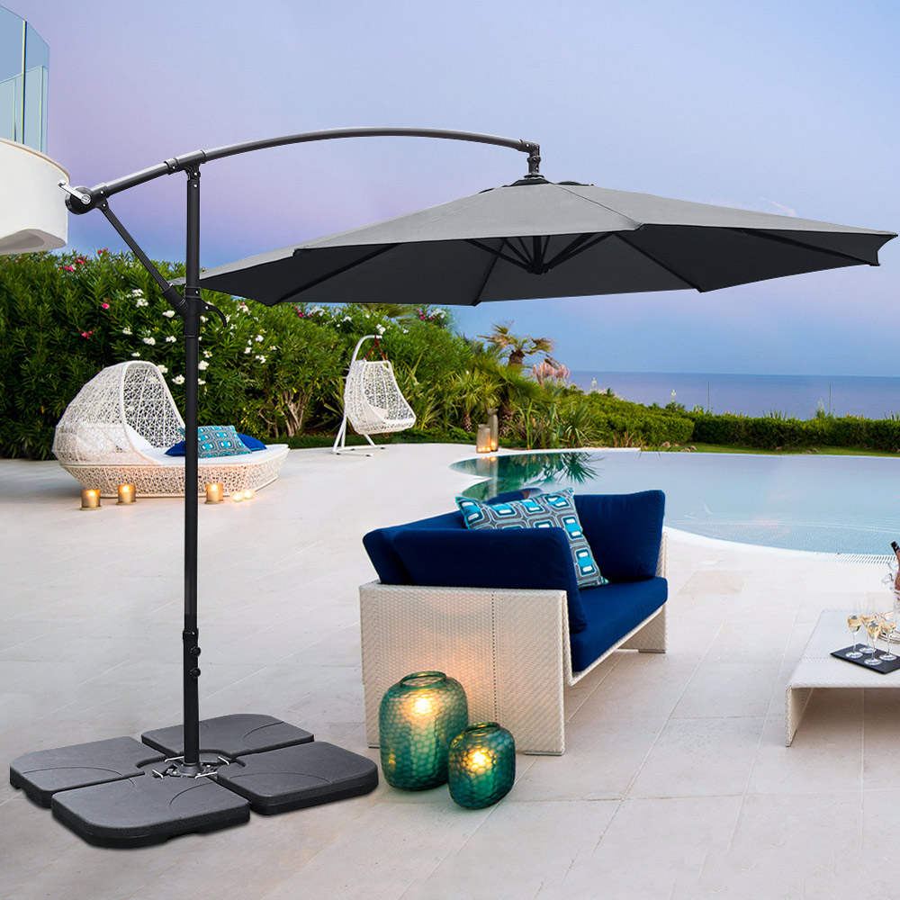 Living and Home Dark Grey Cantilever Parasol with Square Base 3m Image 5