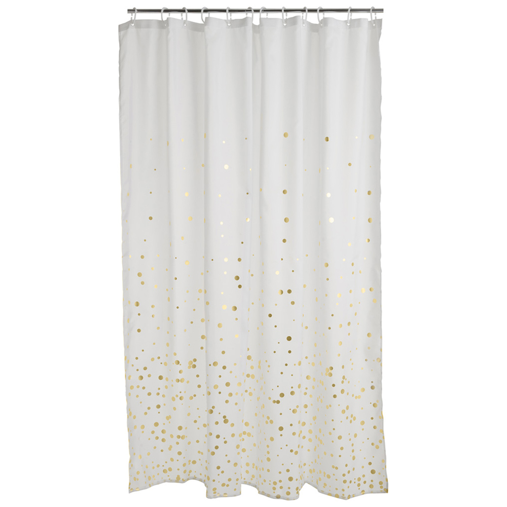 Wilko Gold Dots Shower Curtain 180 x 180cm Image 1