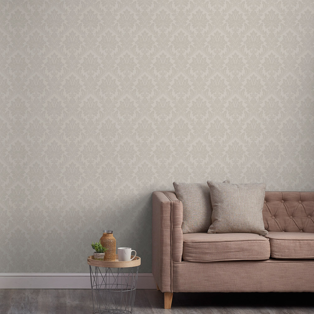 Grandeco Pattano Classical Luxury Damask Taupe Wallpaper Image 3