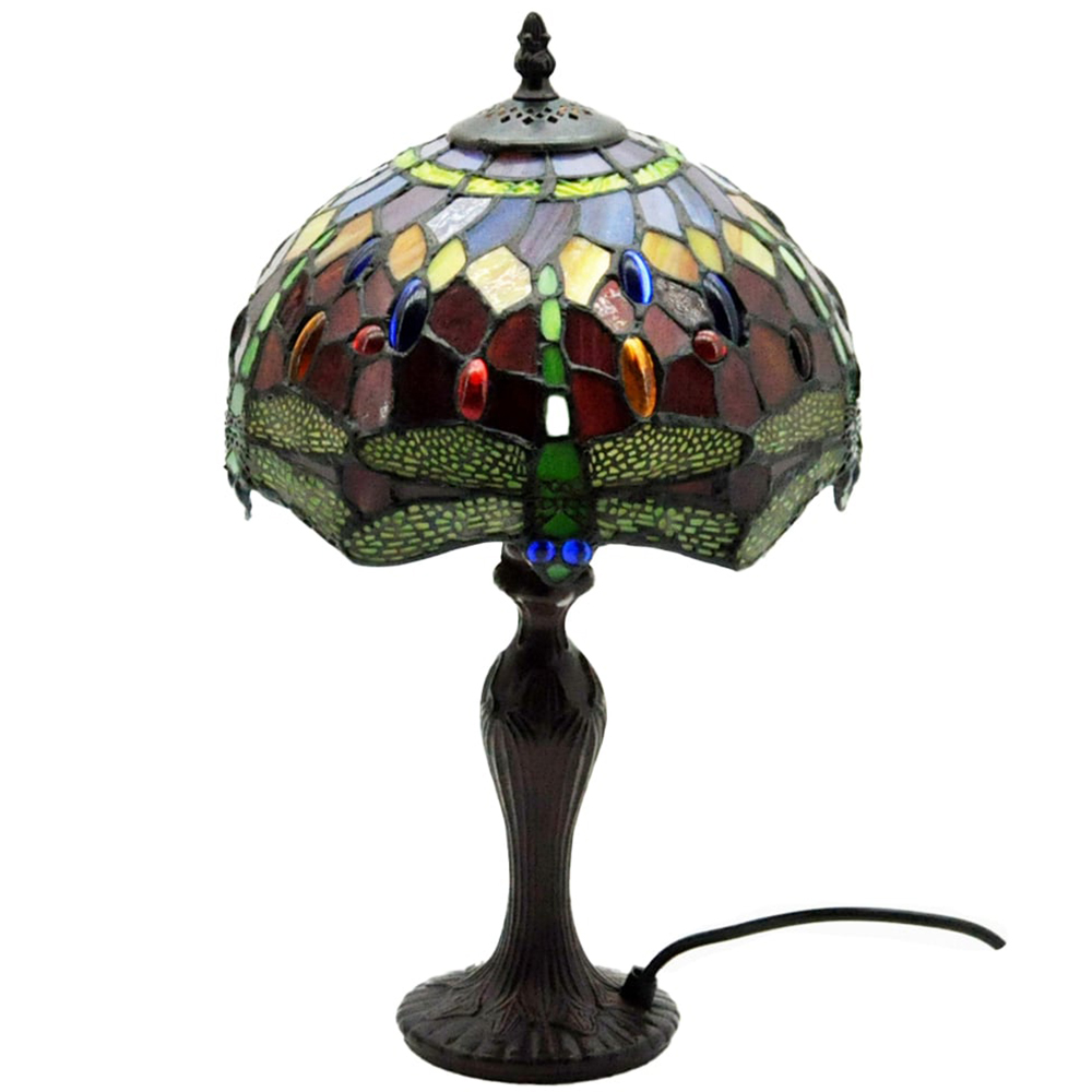 Acacia Home Tiffany Red Shade Dragonfly Table Lamp 25.4cm Image 1