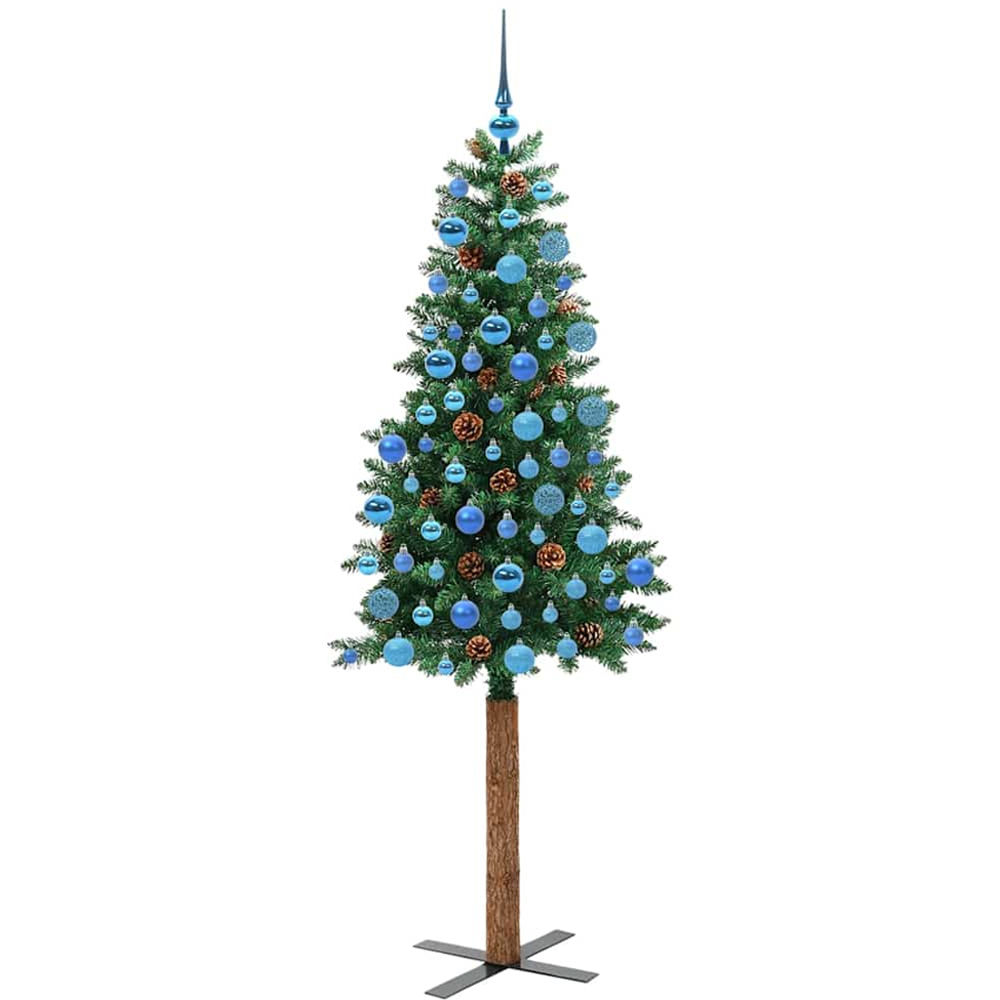 vidaXL Green Artificial Christmas Tree with Pinecones LEDs Blue Decoration Ornaments 6ft Image 4