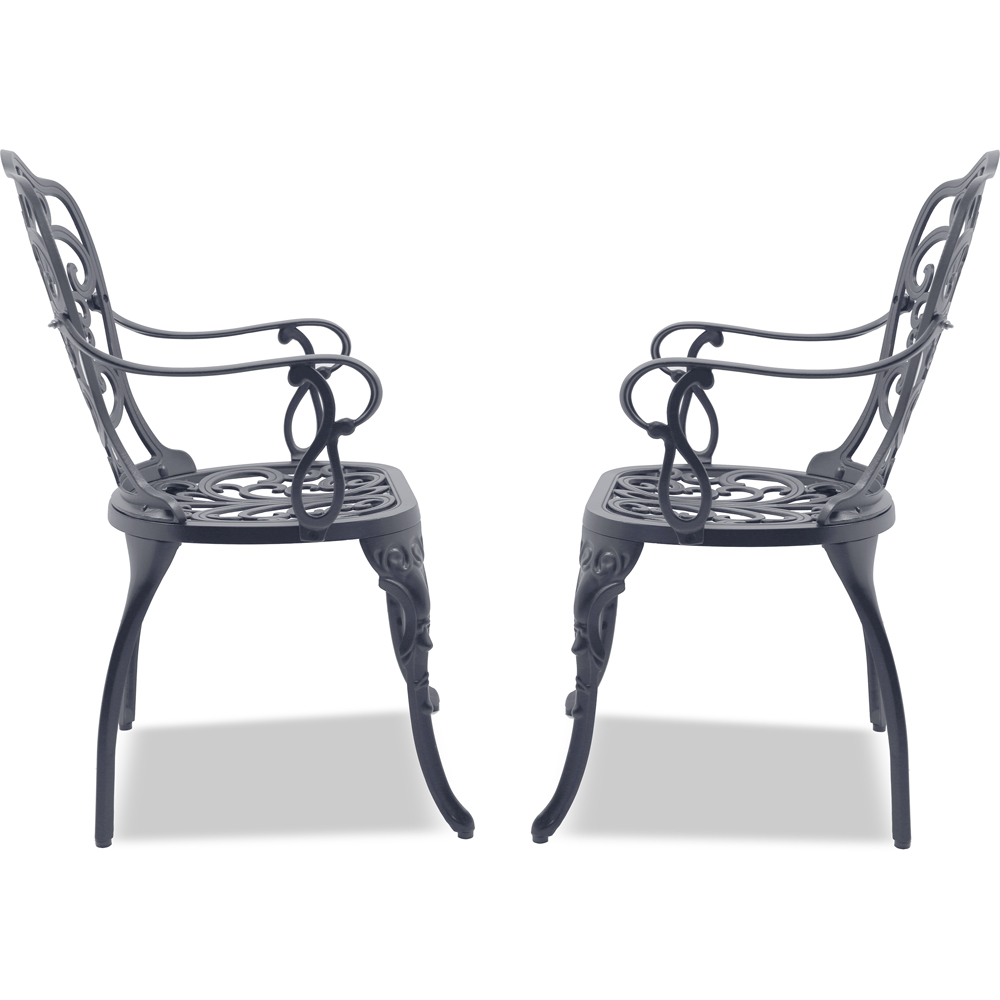 Centurion Bangui Set of 2 Grey Garden Bistro Chairs with Armrests Image 5
