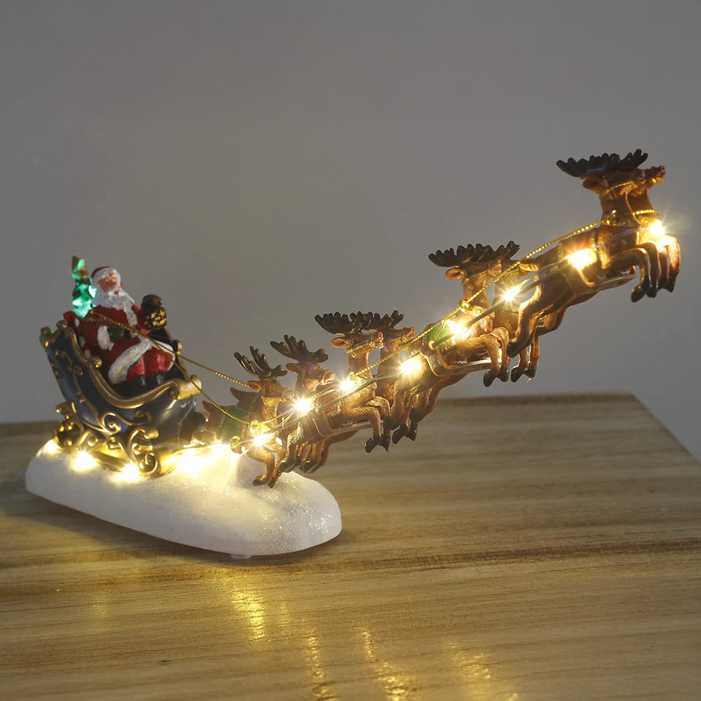 Marco Paul Warm White LED Santa Riding Sleigh Decoration Ornament Image 1