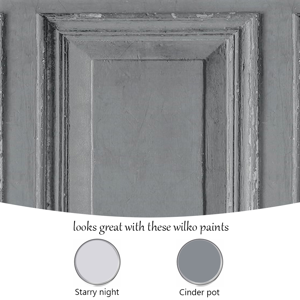 Grandeco Distressed Aged Rustic Wood Panel Grey Wallpaper Image 4