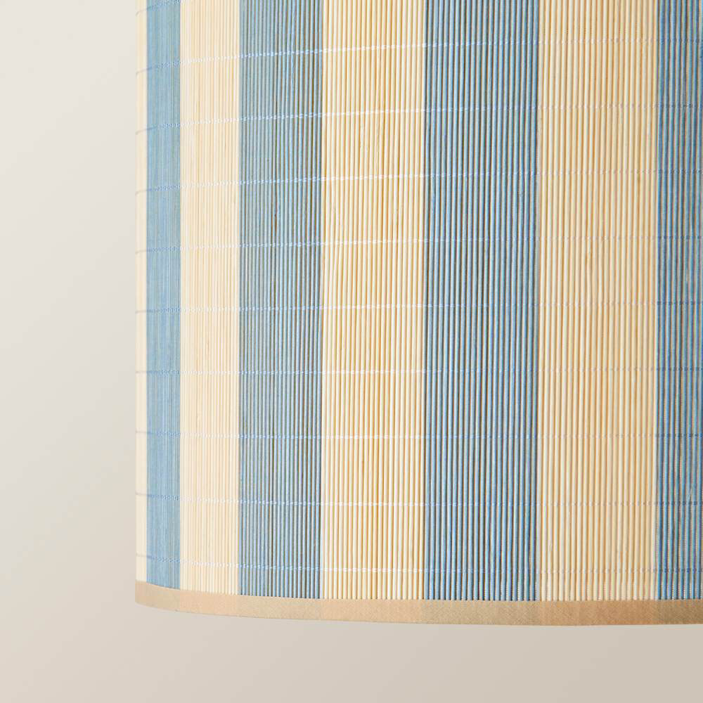 ValueLights Lori Blue Stripe Bamboo Ceiling Drum Lamp Shade Image 5
