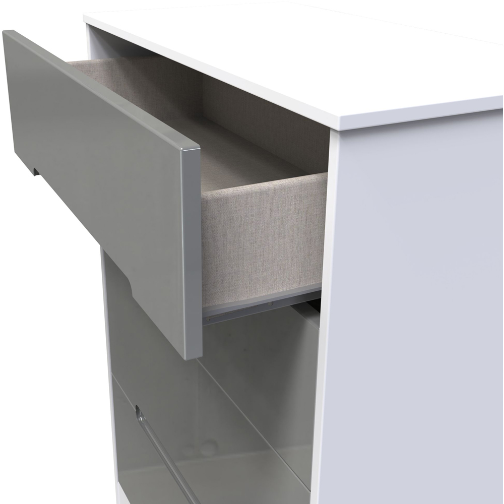 Crowndale Monaco 4 Drawer Grey Gloss and White Deep Chest of Drawers Ready Assembled Image 6