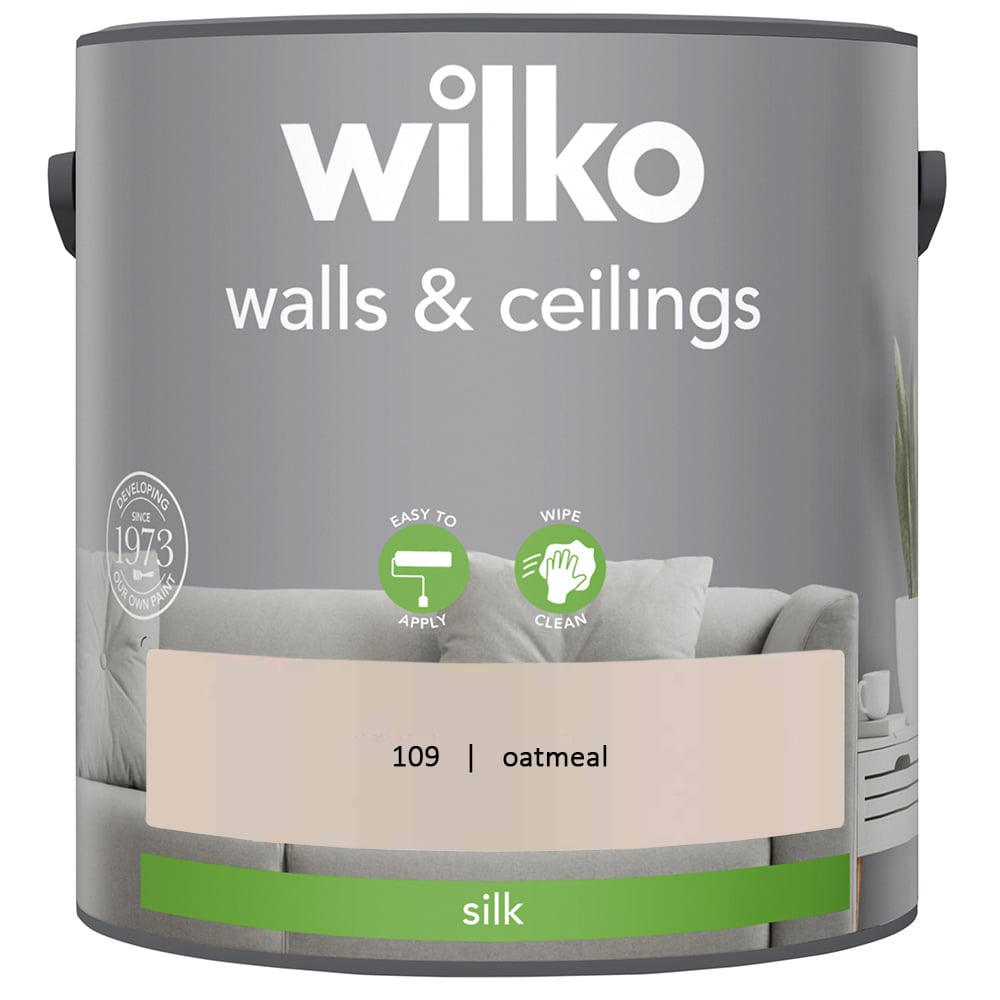 Wilko Walls & Ceilings Oatmeal Silk Emulsion Paint 2.5L Image 2
