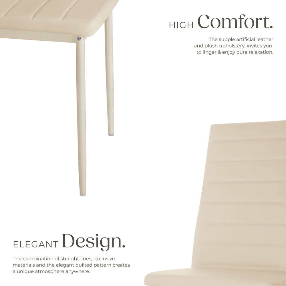 tectake Set of 6 Beige High Backrest Padded Dining Chair Image 5