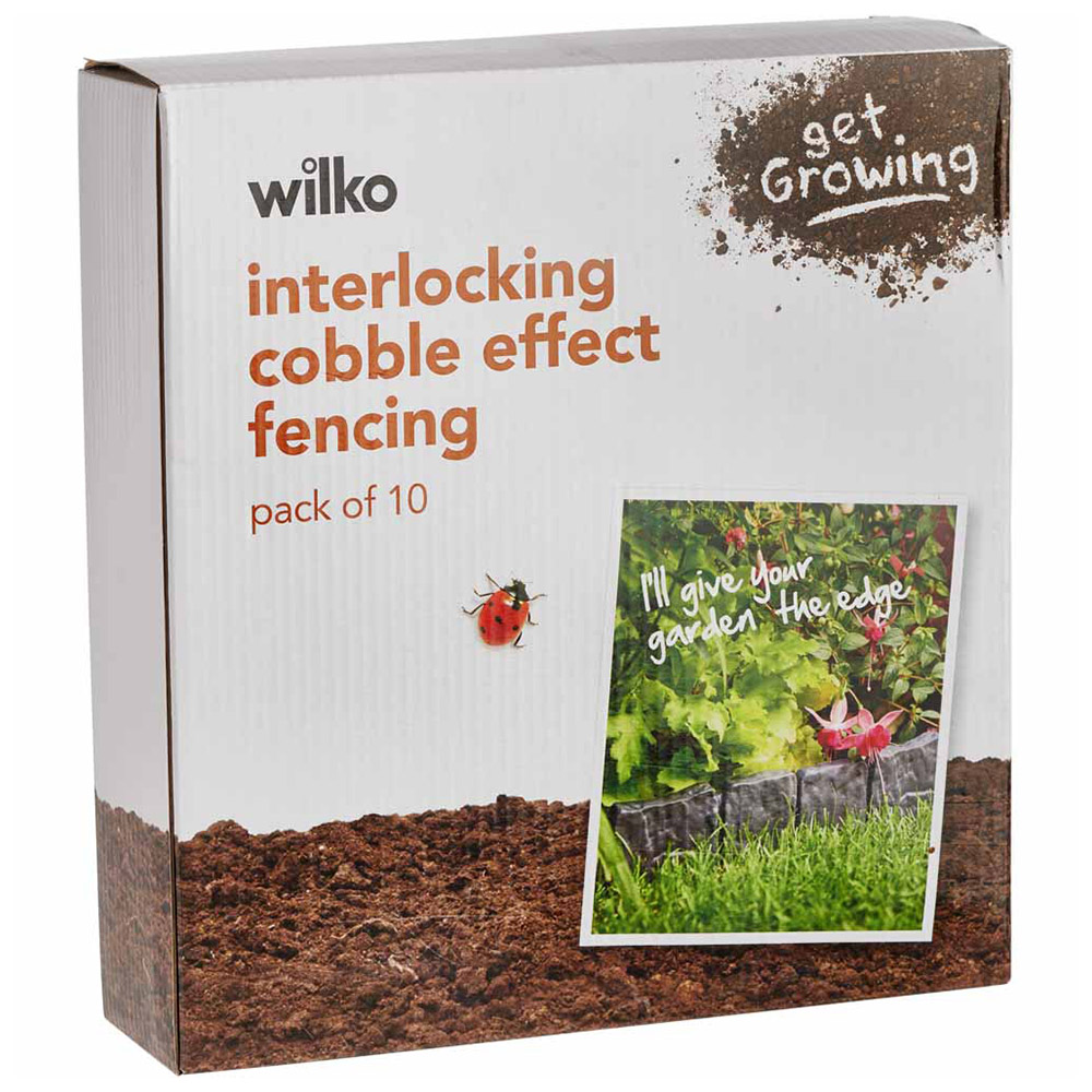 Wilko Cobble Effect Interlocking Lawn Edging 25 x 23.5cm 10 Pack Wilko