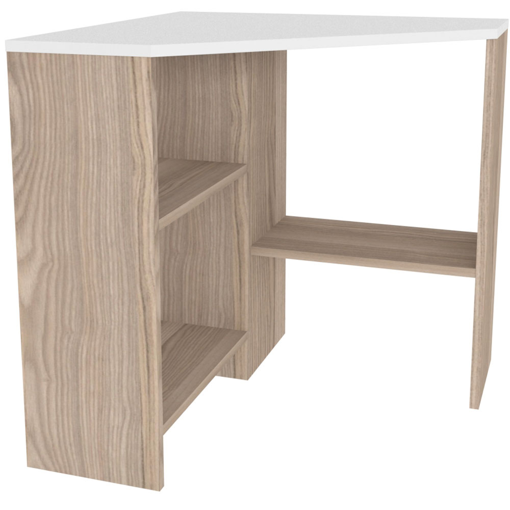 Decorotika Alison 3 Shelf Corner Computer Desk White and Cordoba Image 4