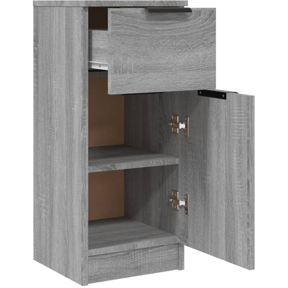 vidaXL Single Door Single Drawer Grey Sonoma Wooden Sideboard Set of 2 Image 6