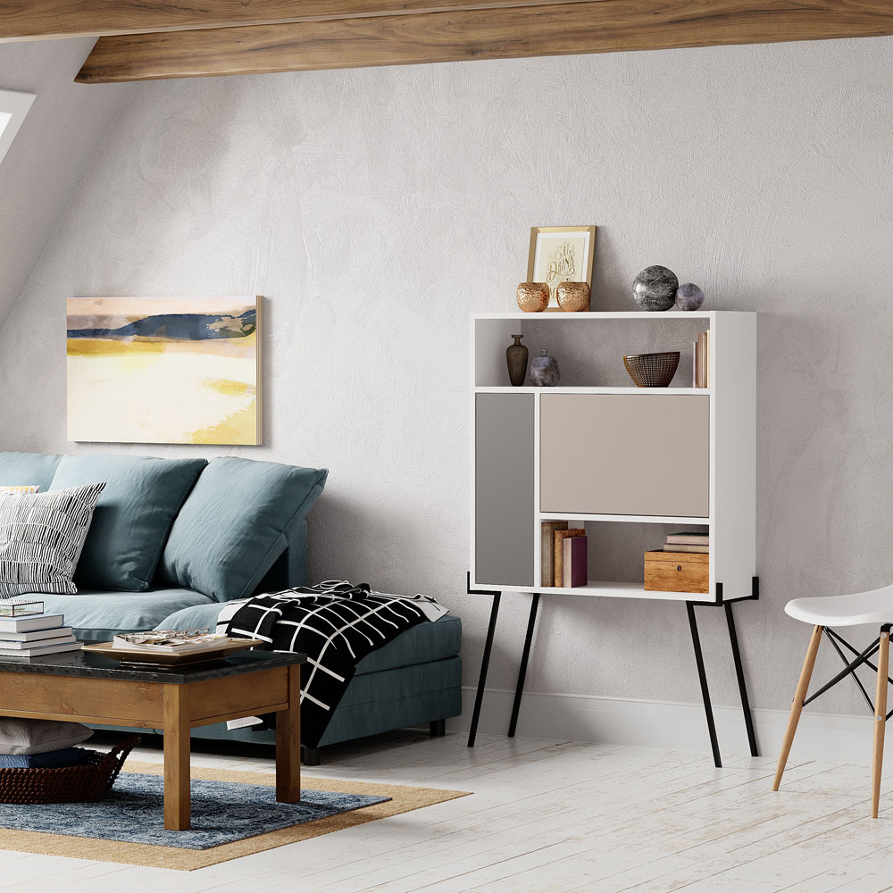 Decortie Tatti Laptop Desk with Shelf White and Mocha Grey Image 8