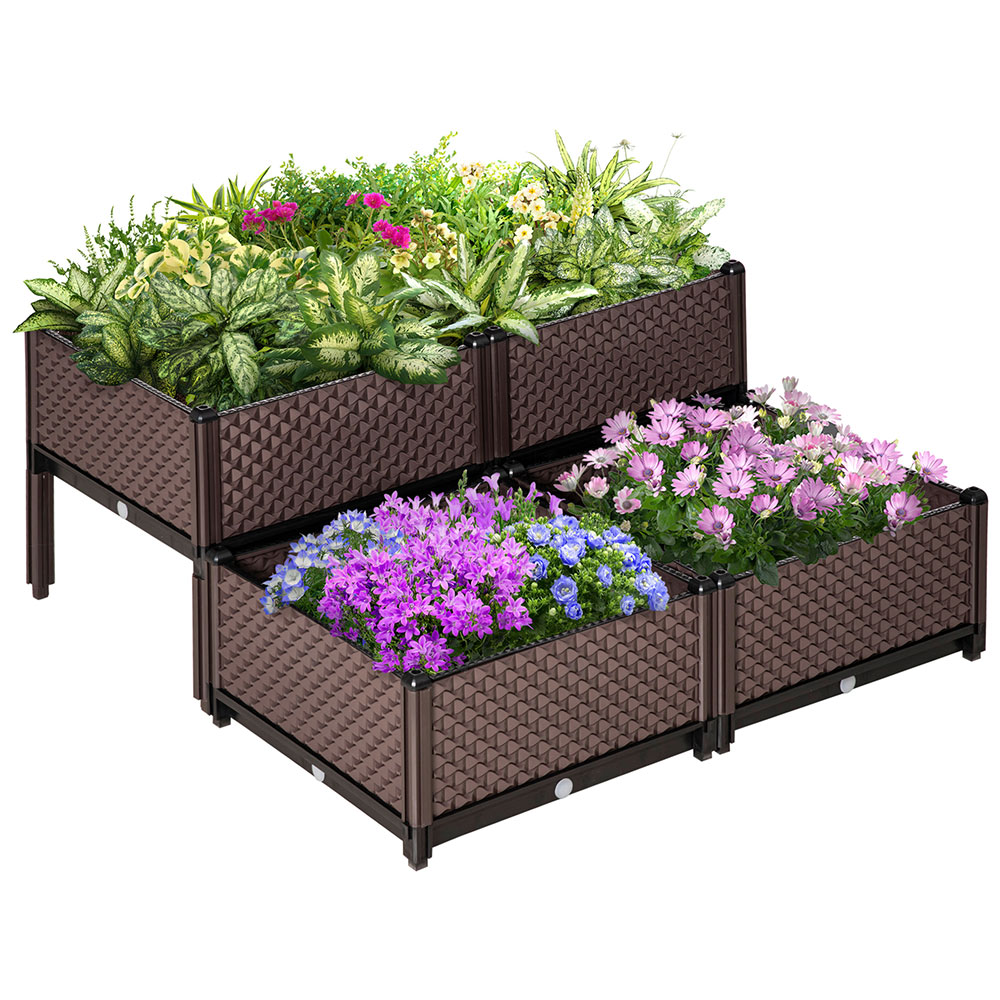 Outsunny Raised Bed Self Watering Planter Set of 4 Image 1