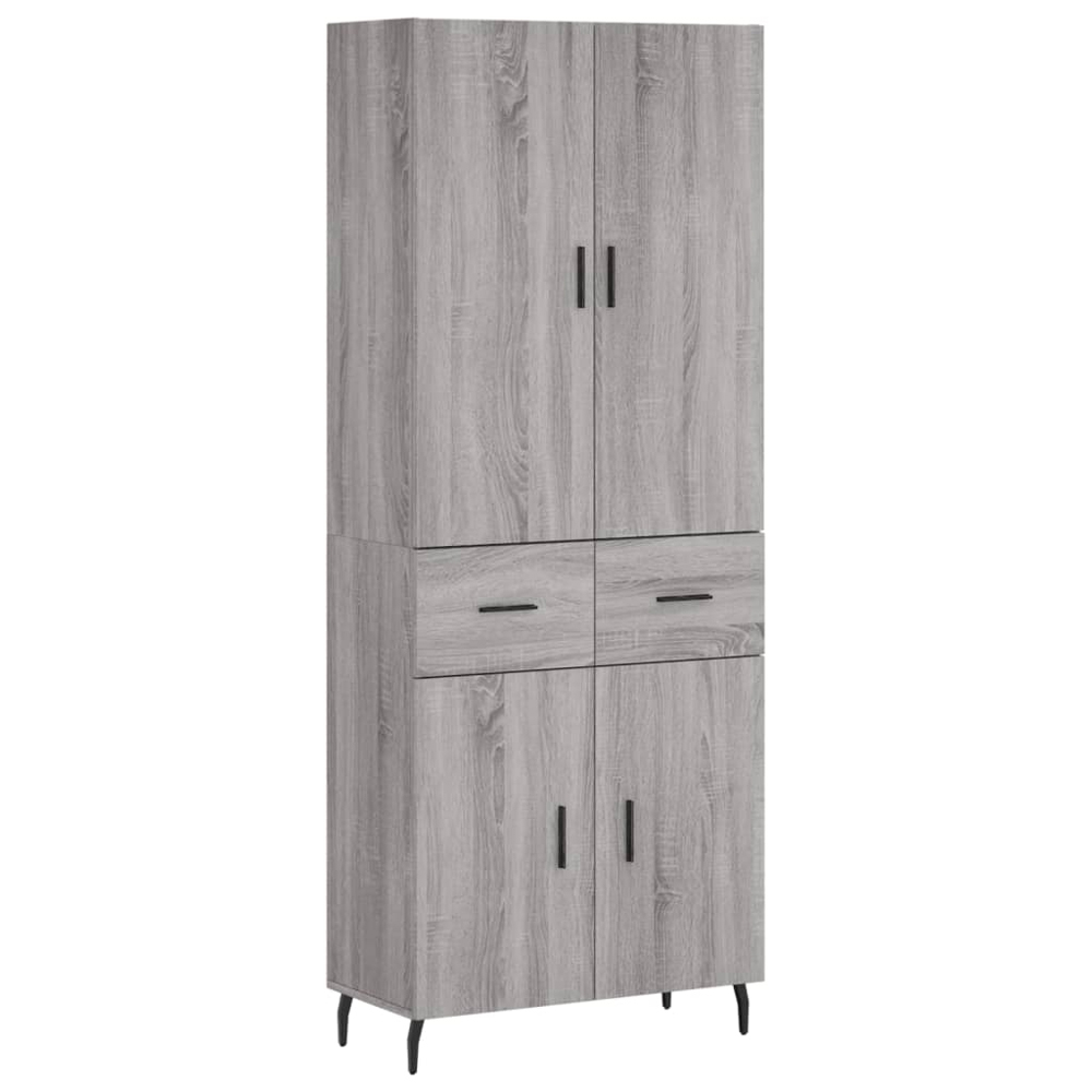 vidaXL 4 Door 2 Drawer Grey Sonoma Highboard Image 2