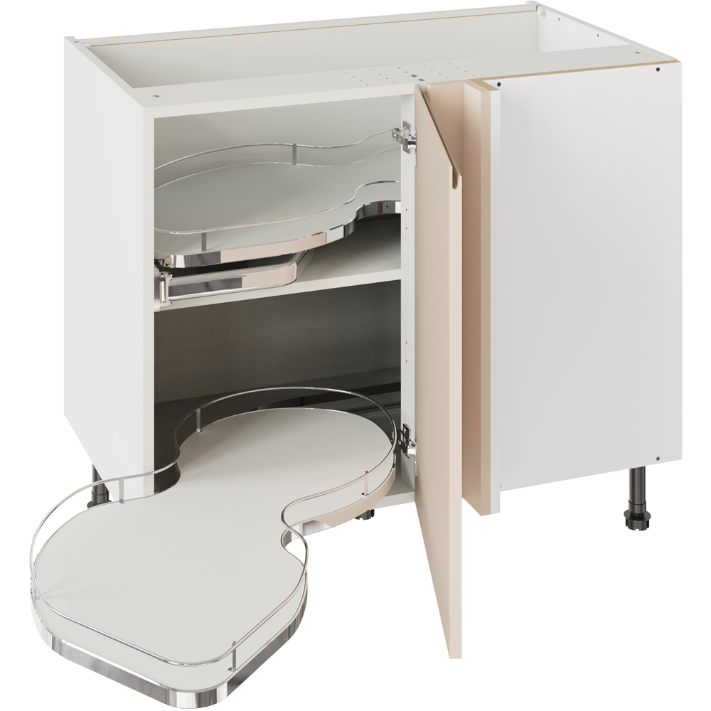 Kitchen Kit J-Pull Matt Cashmere Base Kitchen Cabinet with Nuvola Blind Corner Flatpack 1000mm Image 1