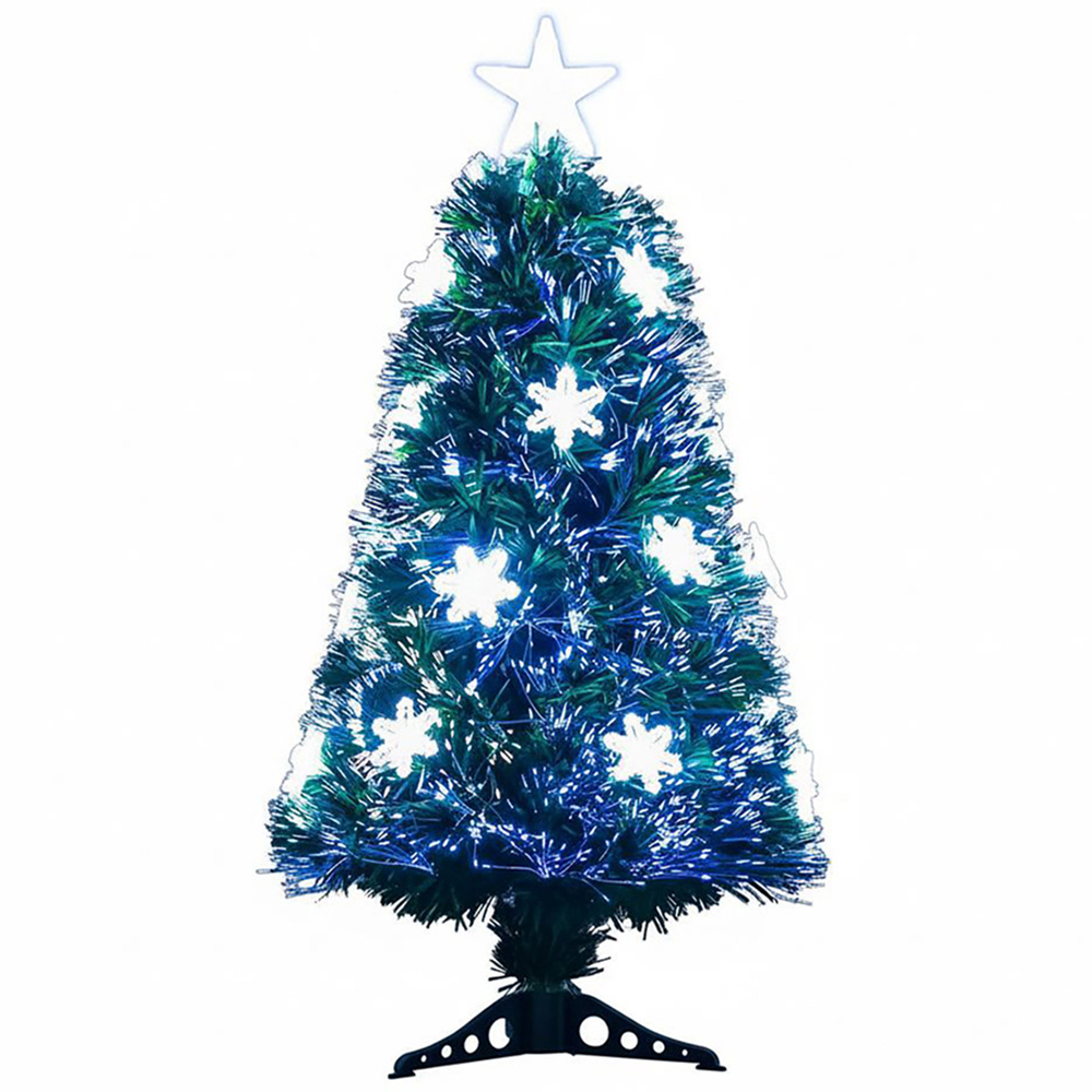The Christmas Centre 12 Cool White LED Green Fibre Optic Artificial Xmas Tree 2ft Image 1