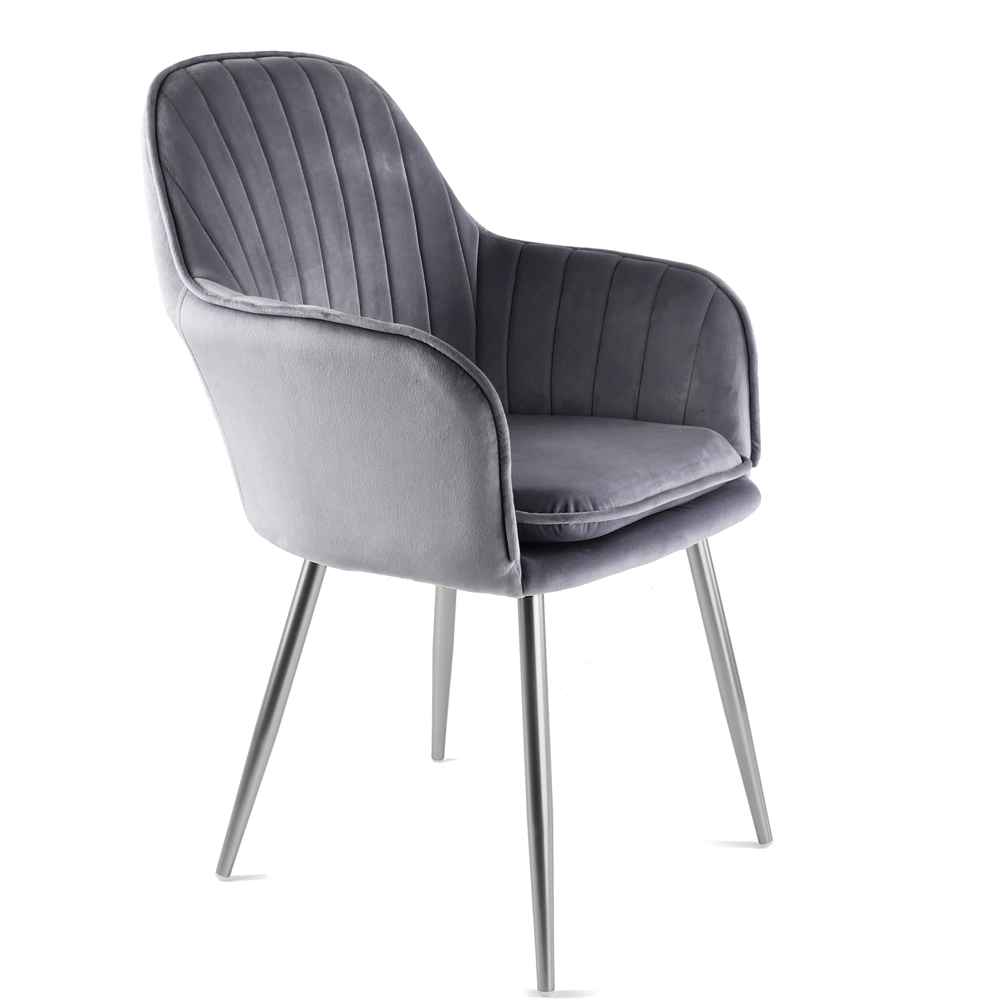 Muse Accent Chair in Velvet Upholstery - Grey Image 2