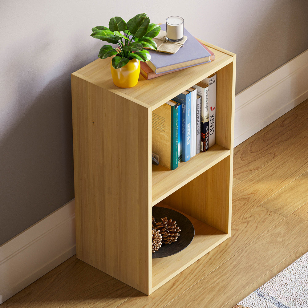 Vida Designs Oxford 2 Shelf Oak Cube Bookcase Image 4