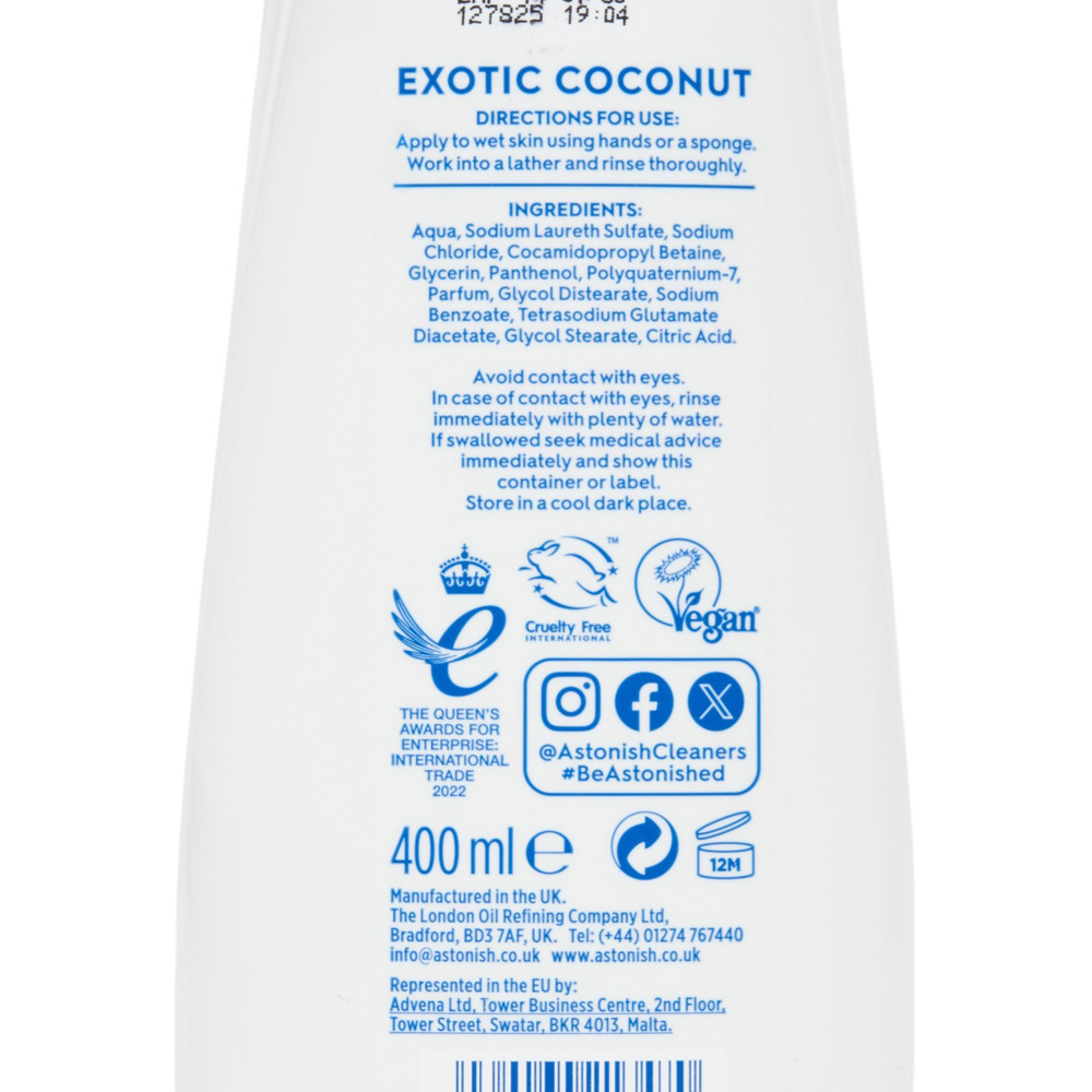 Astonish Coconut Shower Creme 400ml Image 3