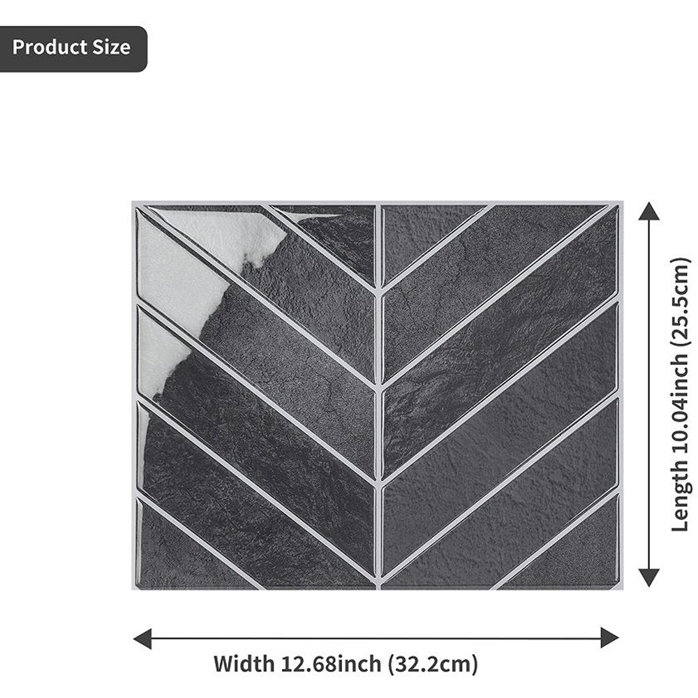 Peel and Stick Herringbone Wall Tile Set Grey Image 2