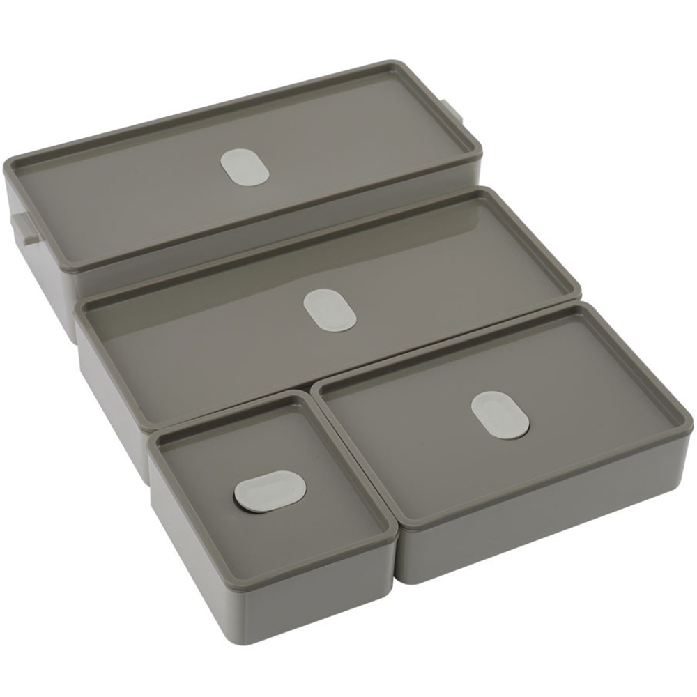 Living and Home Grey 3 Layer Plastic Bento Lunch Box with Cutlery Image 3