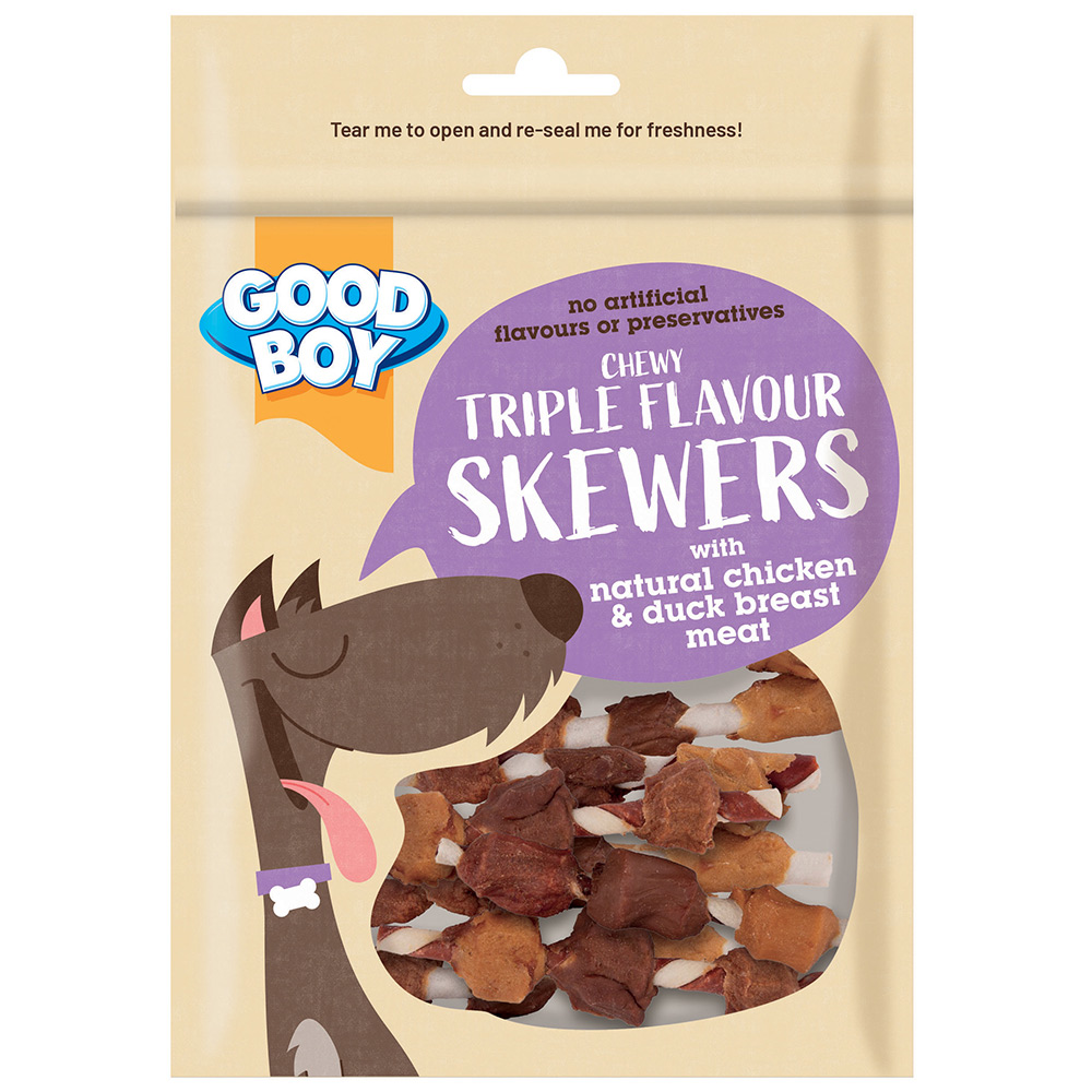 Good Boy Chewy Triple Flavour Skewers Dog Treats 72g Image 1