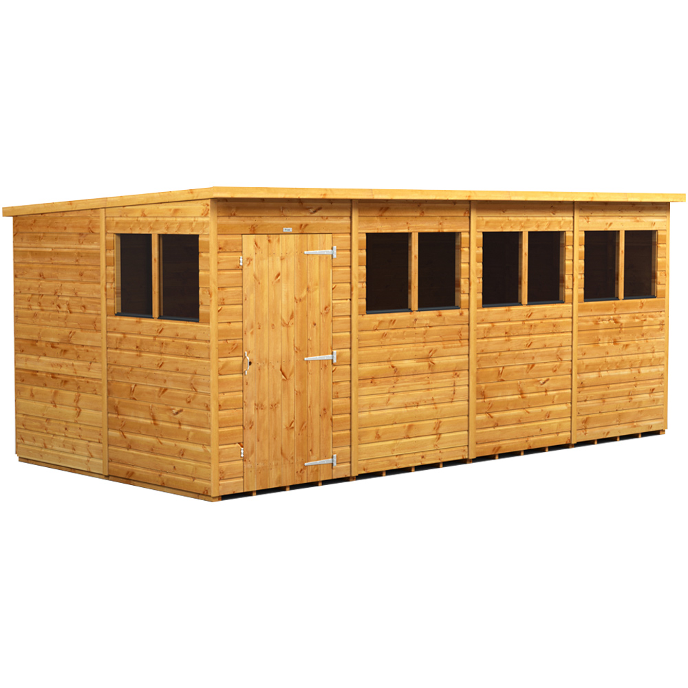 Power Sheds 16 x 8ft Pent Wooden Shed with Window Image 1