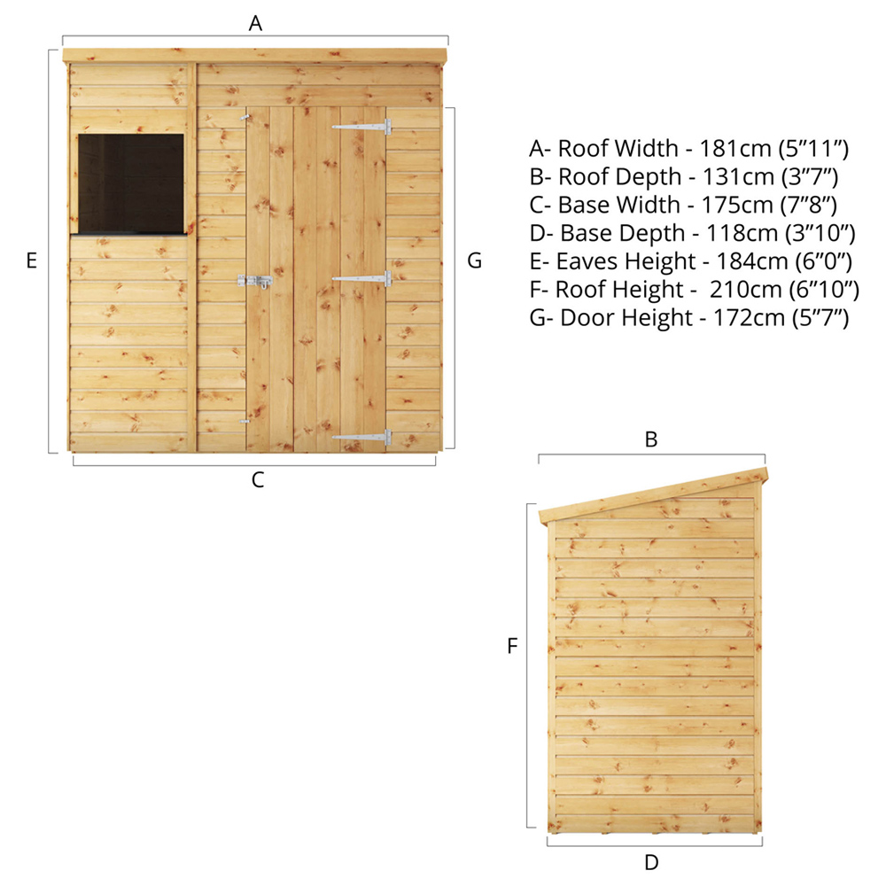 Mercia 6 x 4ft Shiplap Pent Wooden Shed Image 8