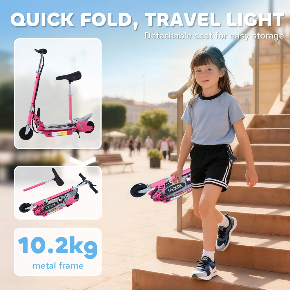 Tommy Toys Pink Adjustable Seat and Brake Foldable Powered Kick Scooter Image 5