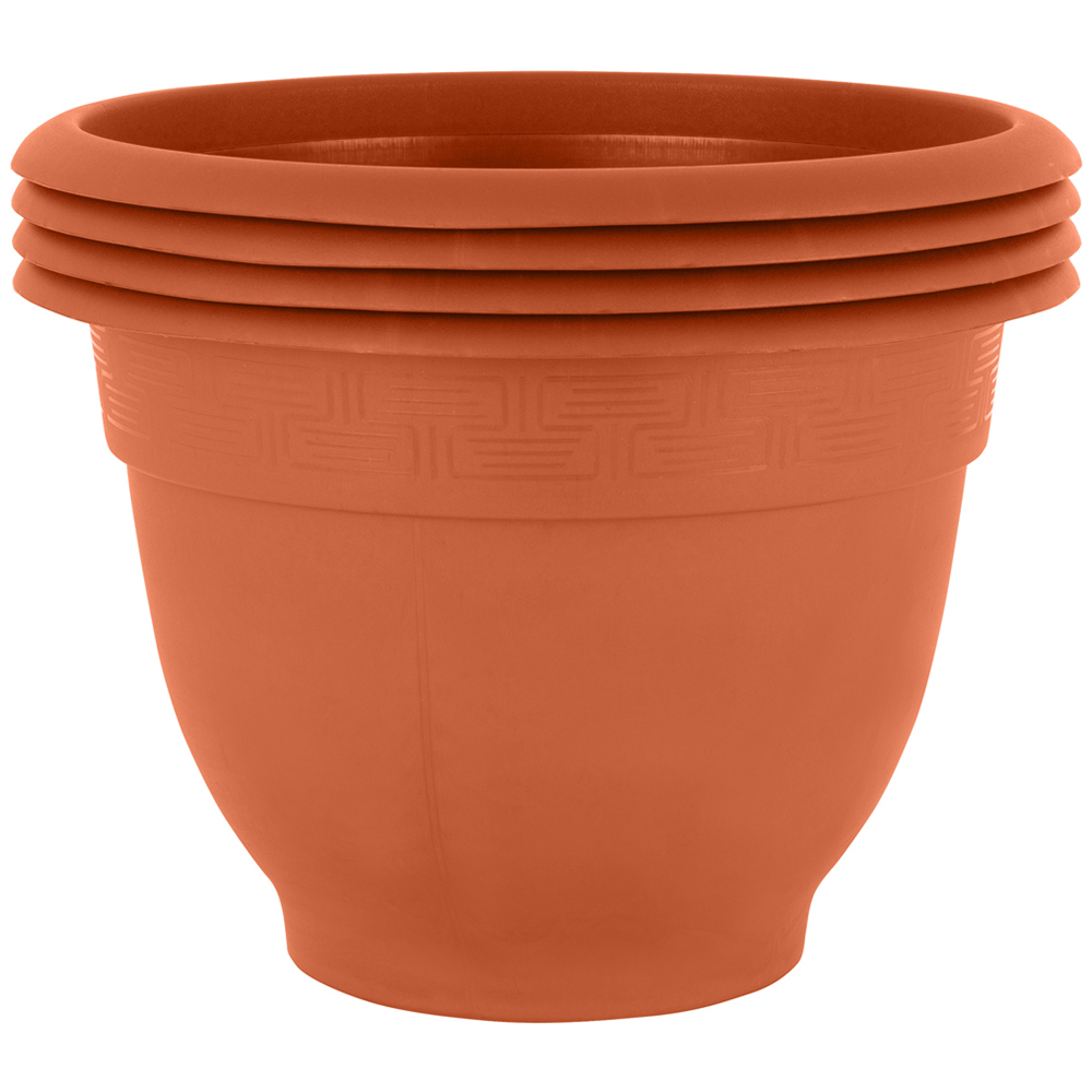 Wham Bell Pot Terracotta Recycled Plastic Round Planter 48cm 4 Pack Image 1