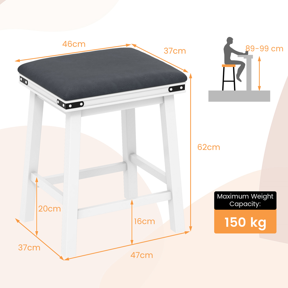 Costway White PU Leather Bar Stool Set of 2 Image 8