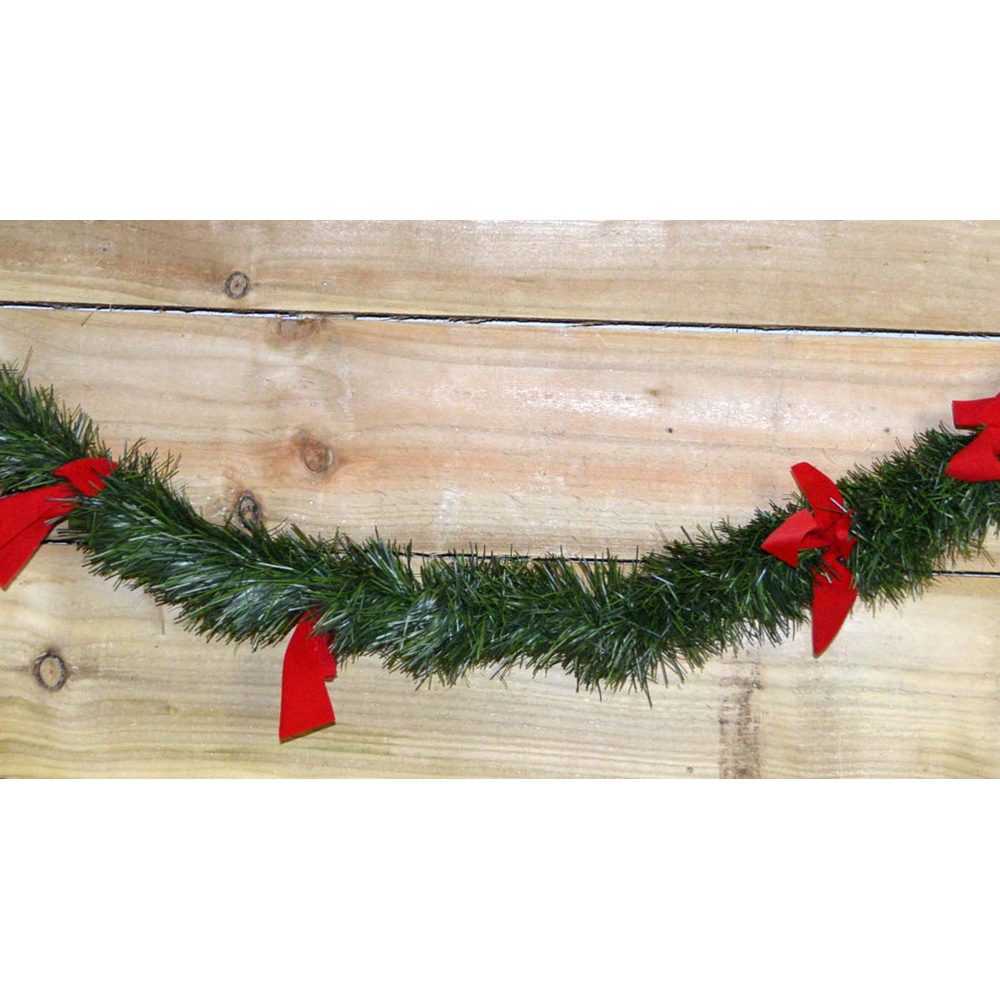 Premier Green Christmas Tinsel with Red Bows 270cm Image 4