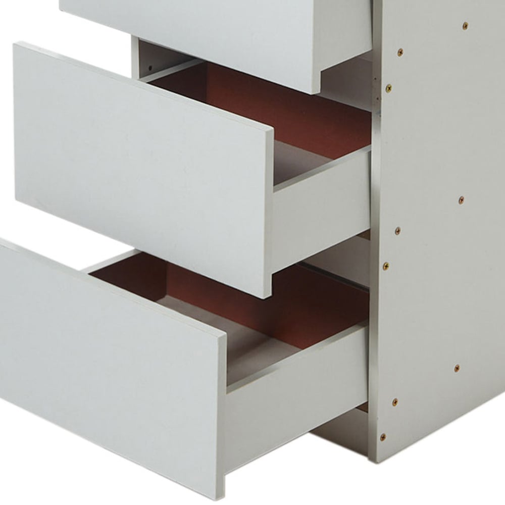 Living and Home 3 Drawer Warm White Bedside Table Image 4
