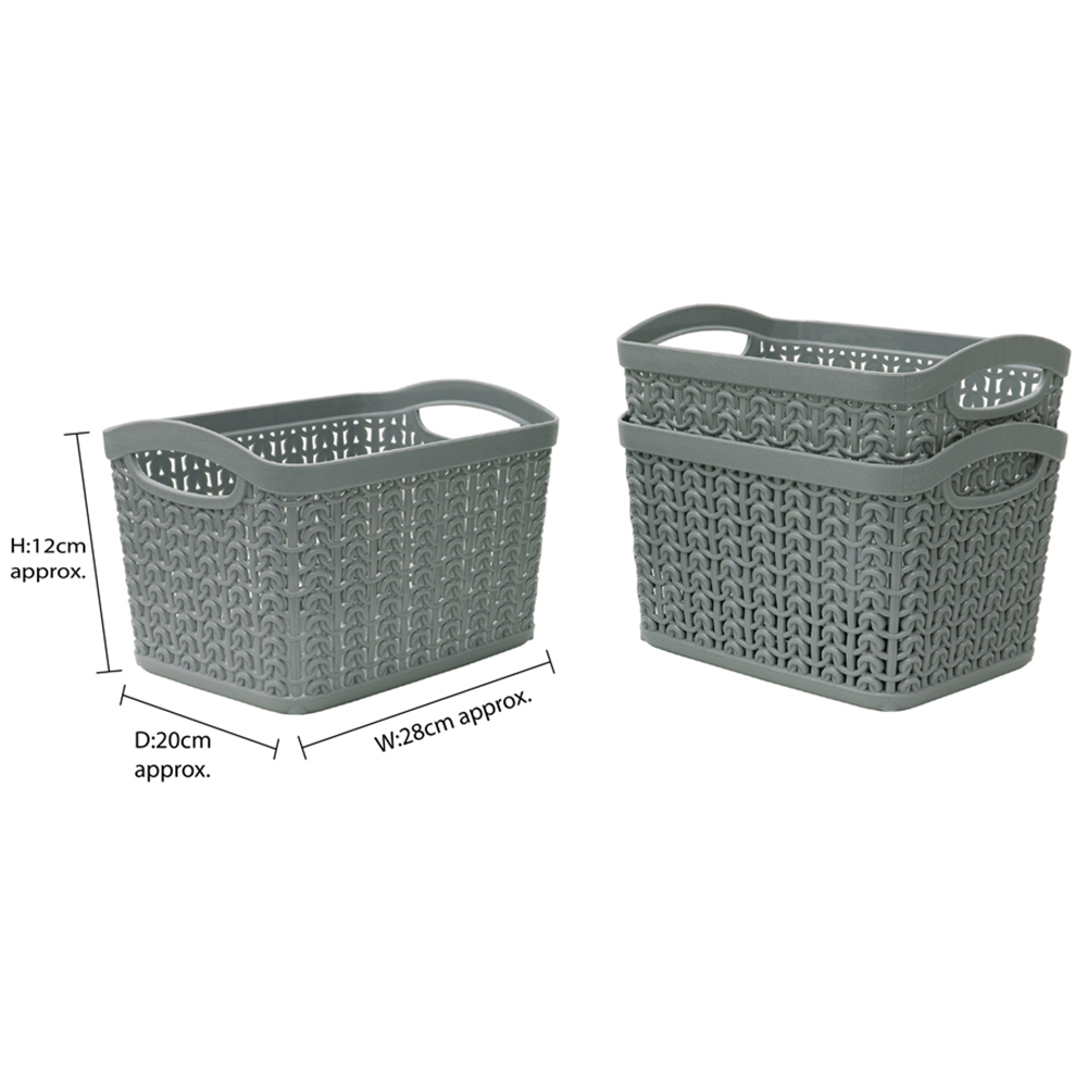 JVL Loop 1.5L Grey Storage Basket 3 Pack Image 6
