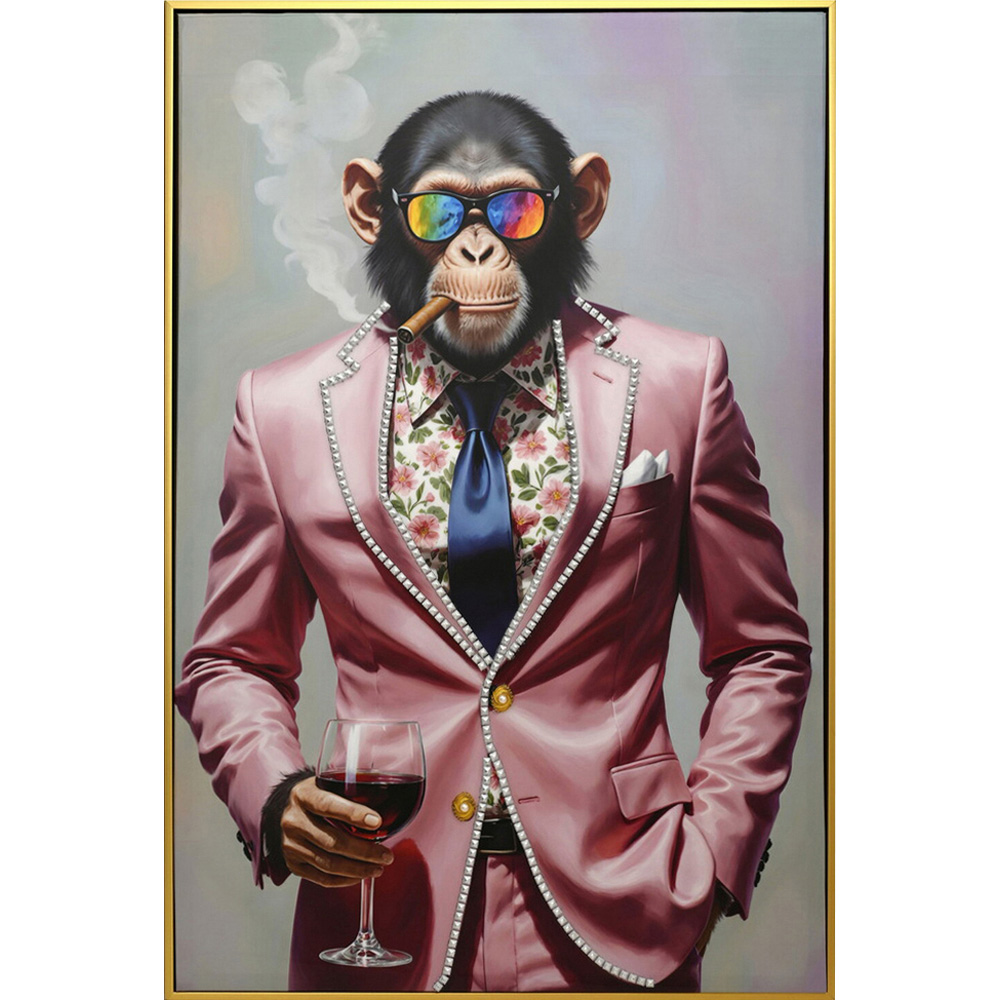 Stylish Monkey Framed Canvas Image 1