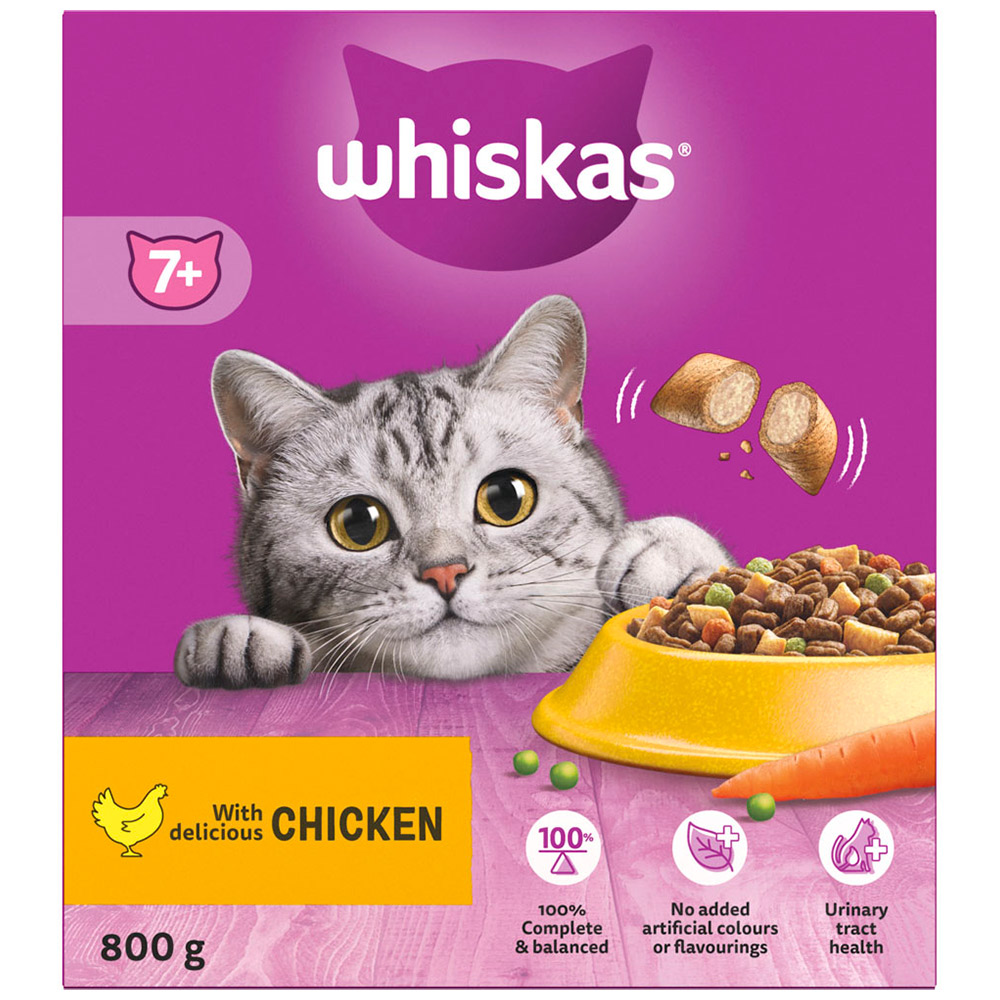 Whiskas Senior Chicken Flavour Dry Cat Food 800g Image 4