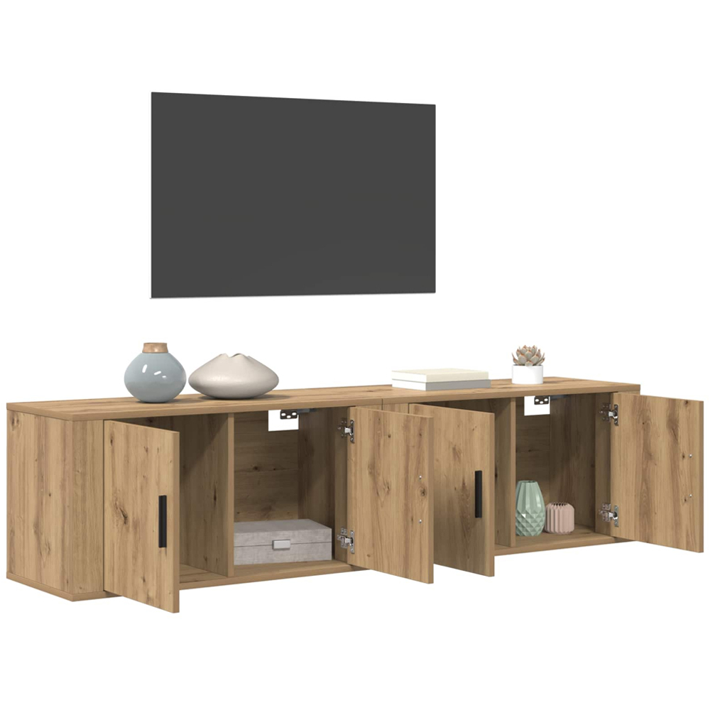vidaXL 2 Door Artisan Oak Wall Mounted TV Unit Set of 2 Image 2