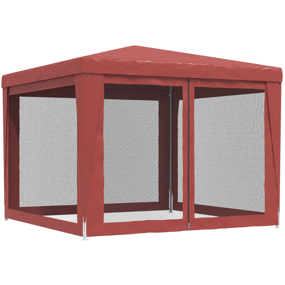 vidaXL 3 x 3m Red Party Tent with 4 Mesh Sidewalls Image 5
