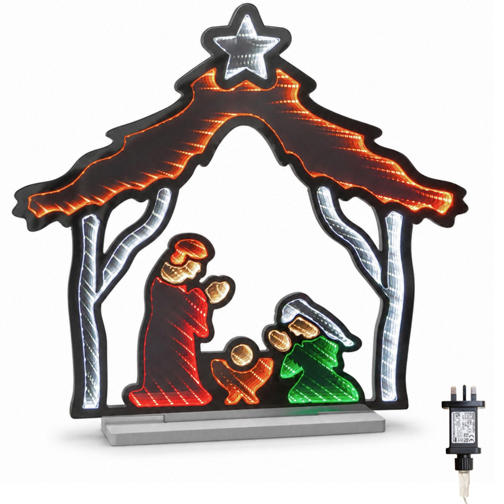 Samuel Alexander LED Light Up Nativity Scene Infinity Mirror Christmas Decoration 50cm Image 2