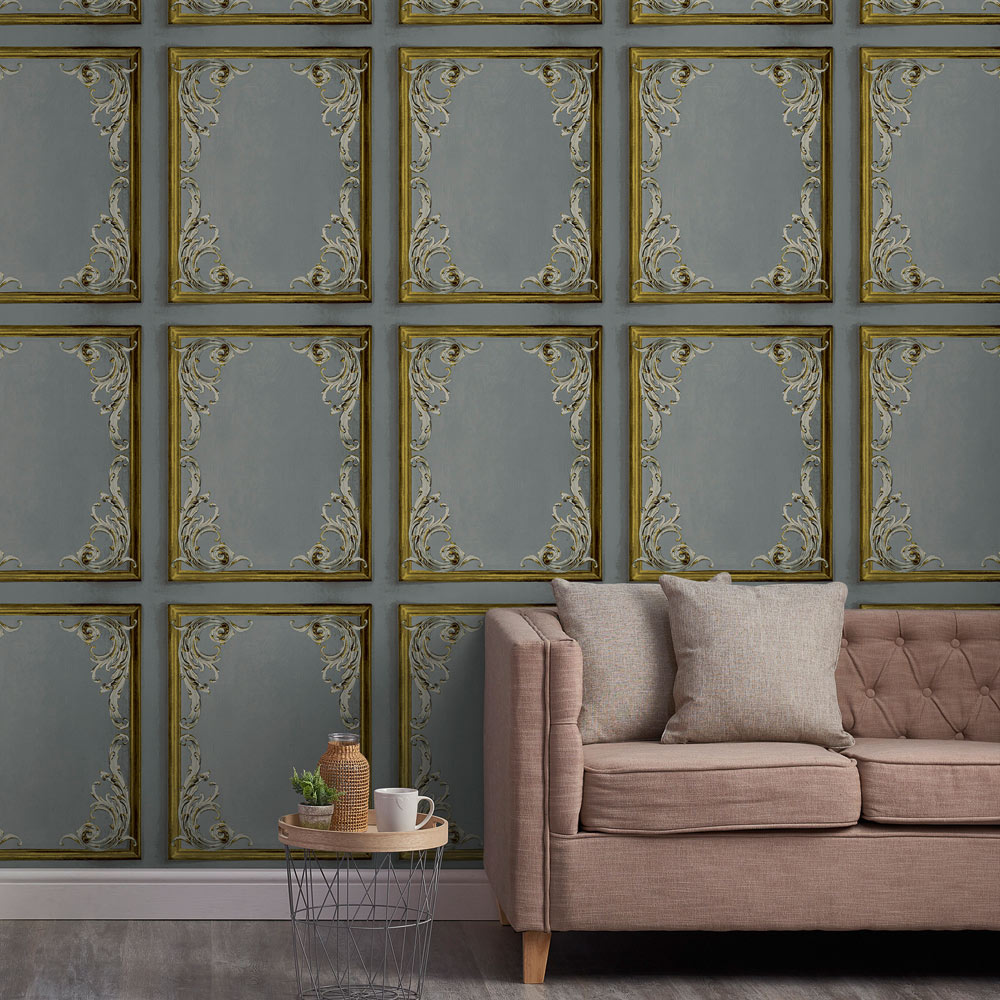 Grandeco Rocco Plaster Panel Grey Wallpaper by Paul Moneypenny Image 4
