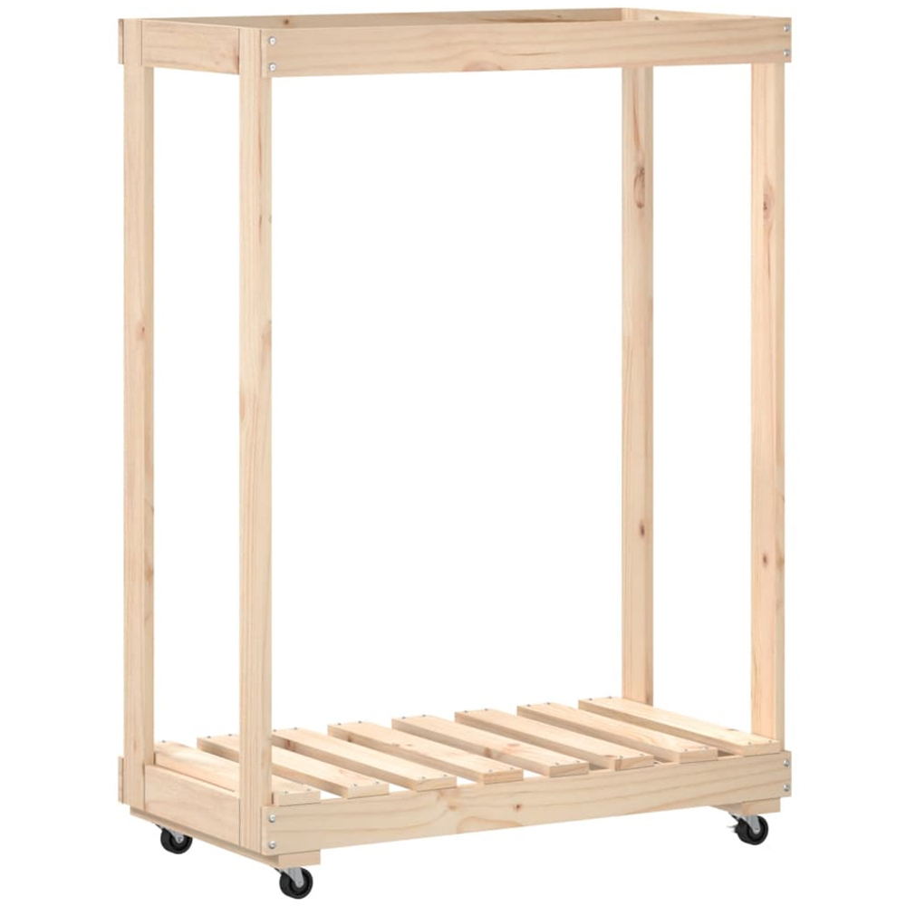vidaXL Solid Pine Wood Log Holder with Wheels 76.5 x 40 x 108cm Image 5