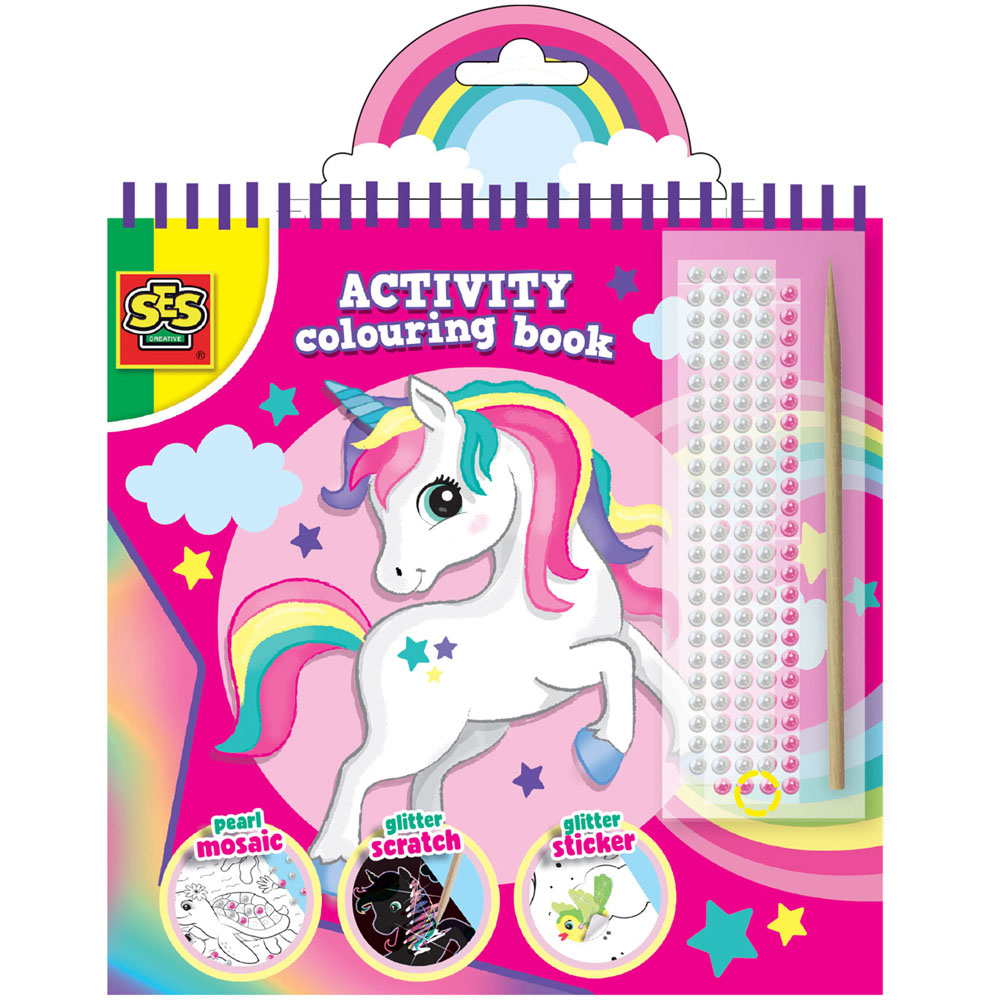 SES Creative Glitter 3 in 1 Colouring Activity Book Image 1