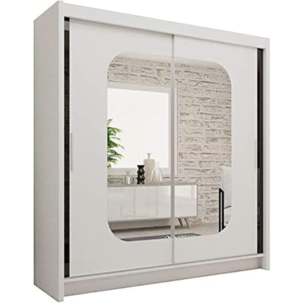 Sliding Wardrobes 4U 2 Sliding Door White Modern Curved Mirrored Wardrobe Image 2