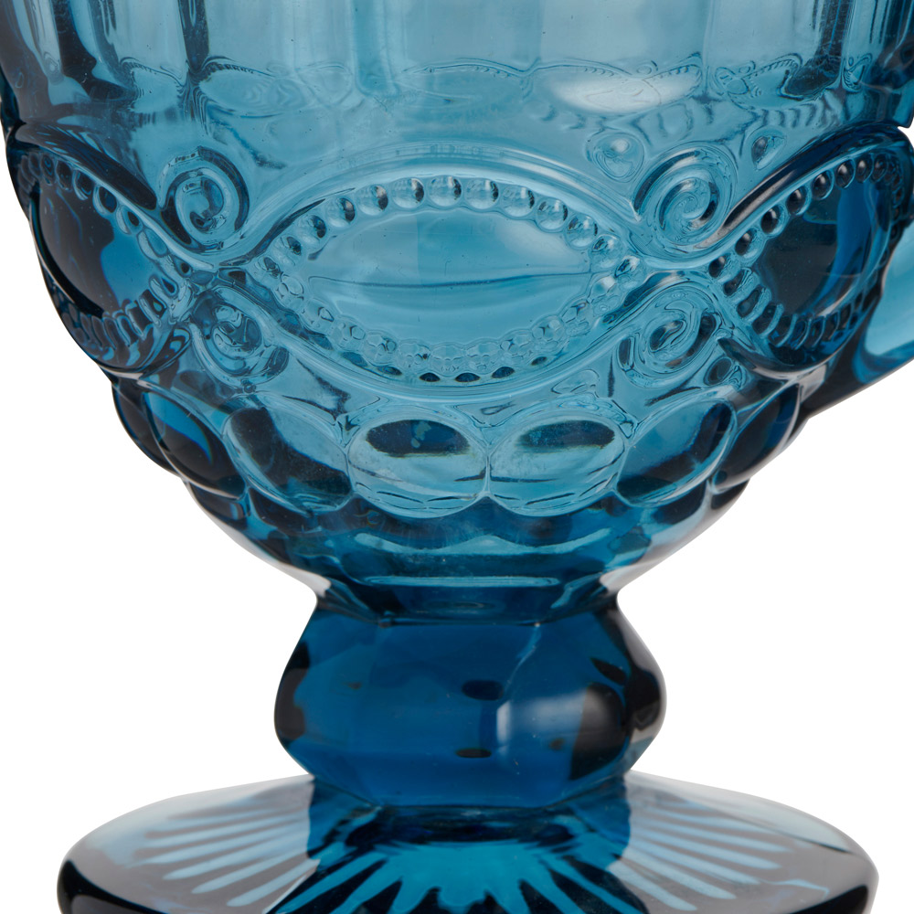 Wilko Embossed Blue Glass Jug Wilko