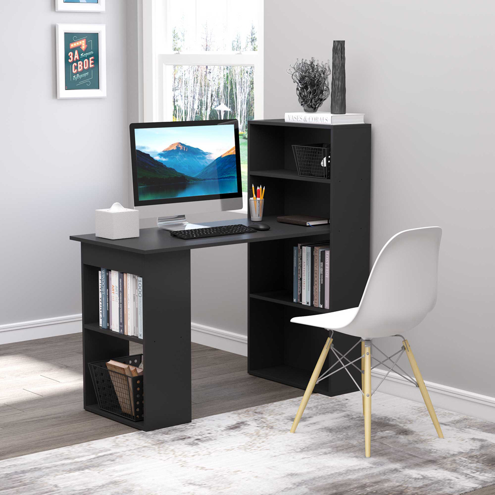 Portland Modern Compact 6-Tier Desk Black Image 4