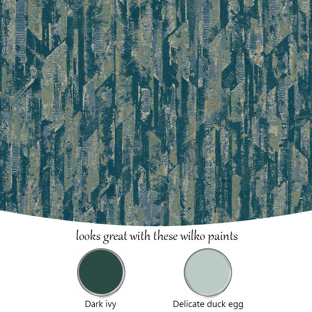 Grandeco Imperia Teal Gold Textured Wallpaper Image 4